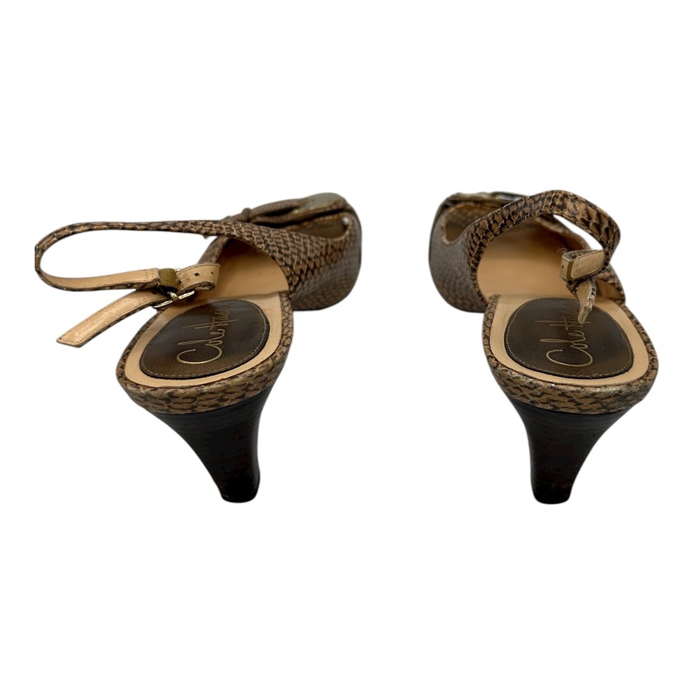Cole Haan Womens Slingback Heels Snake Print Buckle Peep Toe Size 8.5B - Picture 6 of 15